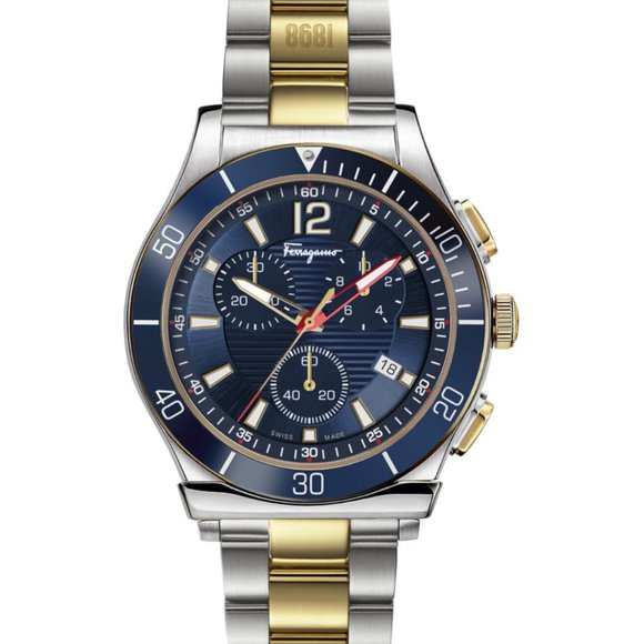 Salvatore Ferragamo Mens Two Tone Gold Watch - Picture 1 of 4